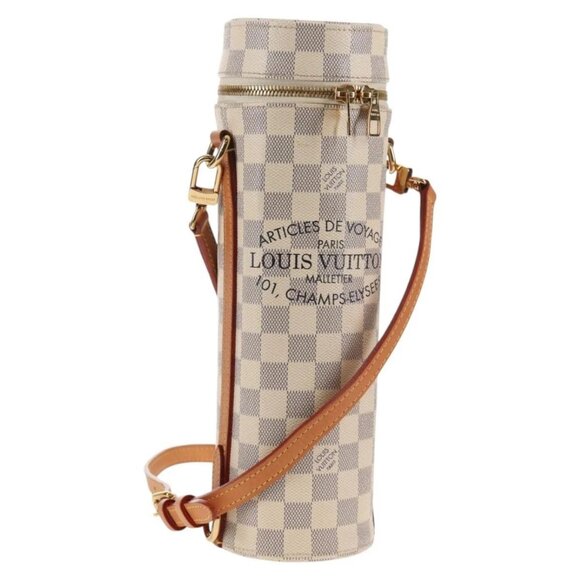 LOUIS VUITTON Damier Azur Bottle Holder Porte Boutille Bag GI0373 Auth 128175V - Picture 1 of 16